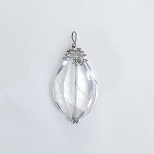 Vintage Sterling Silver Wire-Wrapped Quartz Crystal Pendant